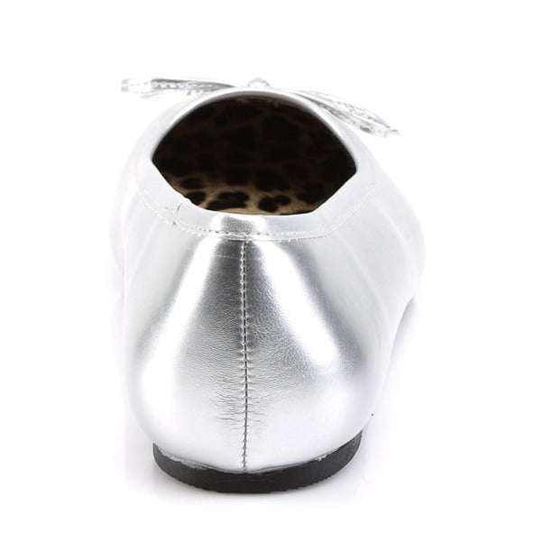 Silver Metallic Ballet Flats with Bow