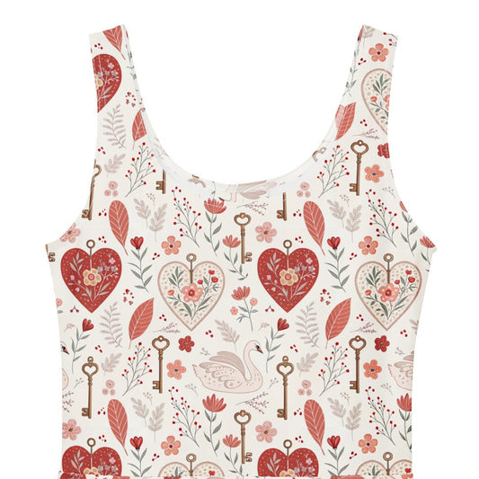 Dress with heart and key pattern on a white background