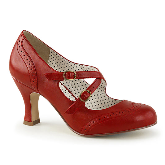 Red vintage-style shoe on a white background