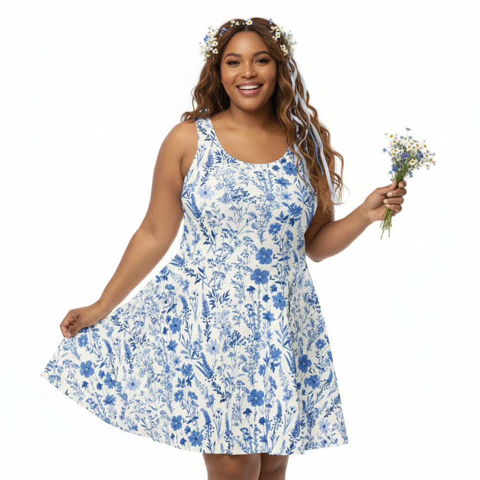 blue toile dress women Floral And best of all High Quality Movie Beauty Color:Multi Stripe flutter sleeve summer dress