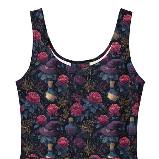 gothic Floral patterned dress on a white background