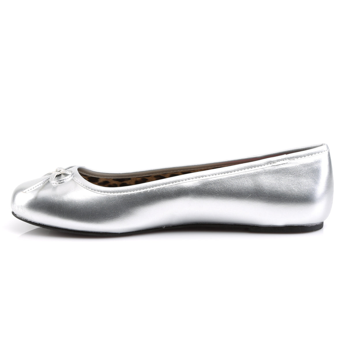 Silver Metallic Ballet Flats with Bow