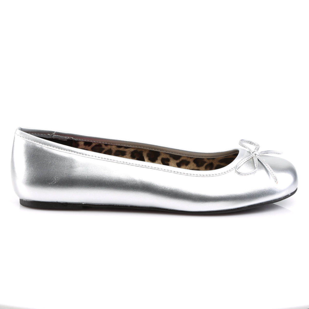 Silver Metallic Ballet Flats with Bow