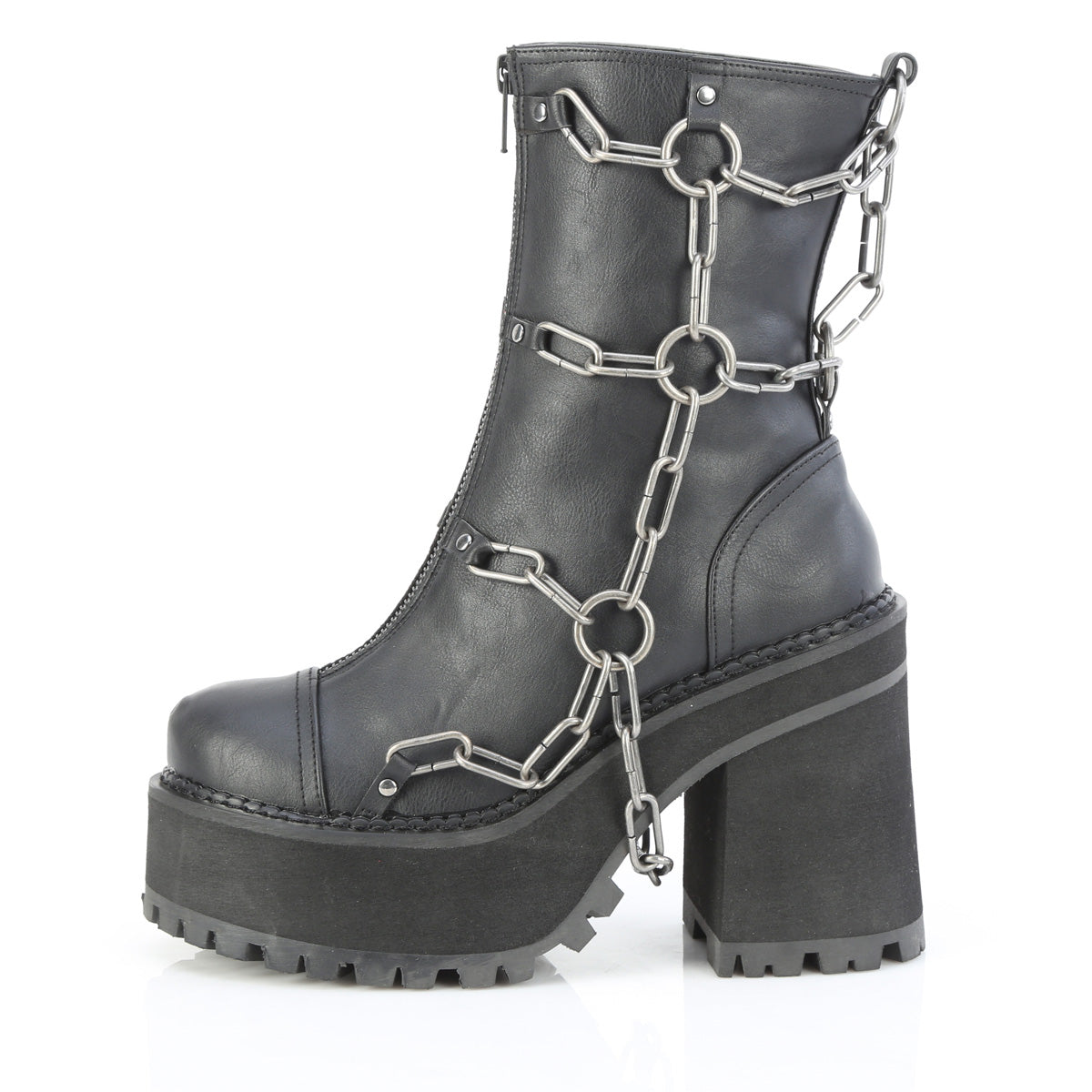 Goth Chain Block Heel Platform Boots