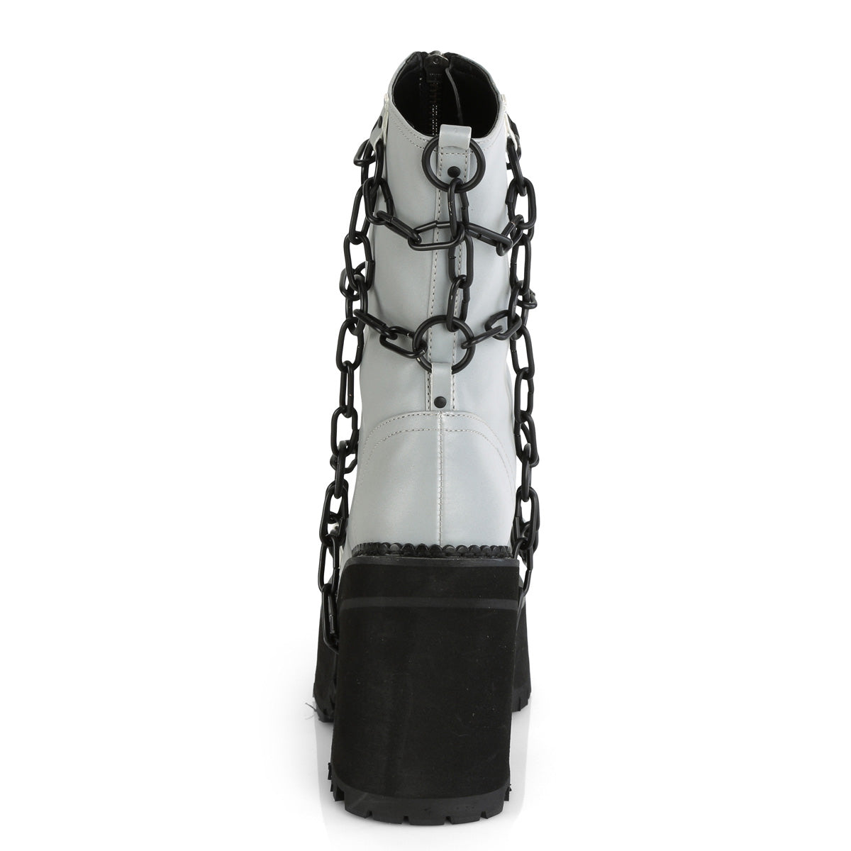 Grey Reflective Goth Platform Ankle Boots