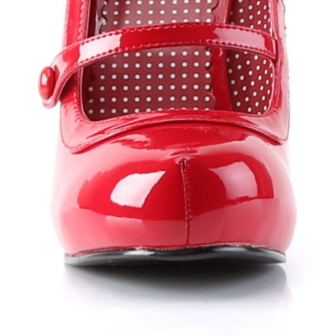 Red vintage-inspired retro platform shoe on a white background