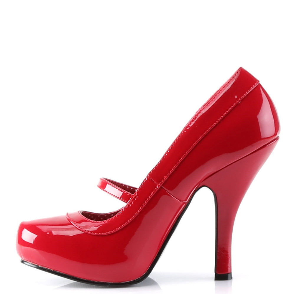 Red vintage-inspired retro platform shoe on a white background