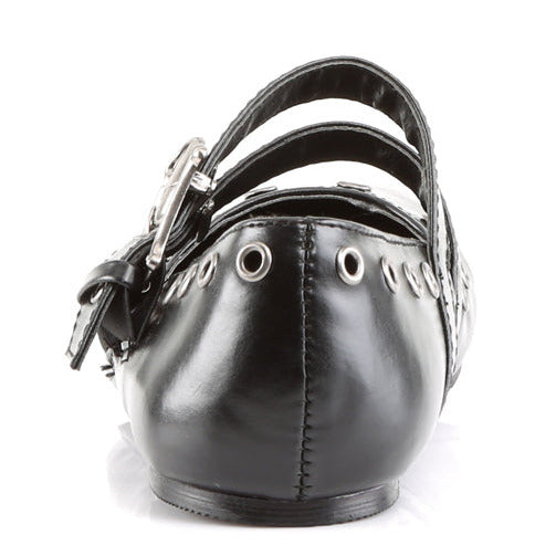 Gothic Double Strap Skull Flats on White Background