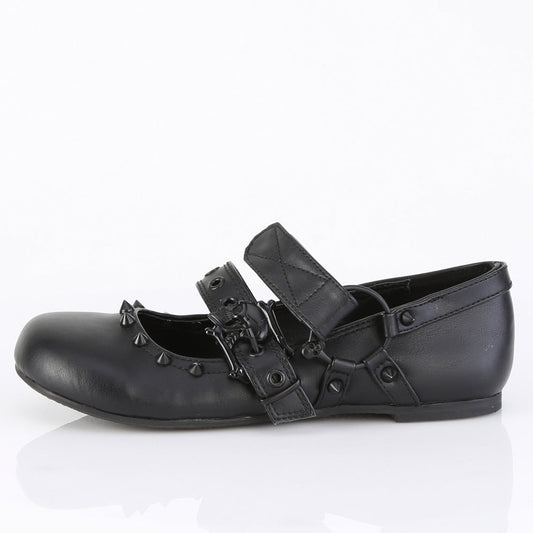 Goth Skull Mary Jane Flats on white background