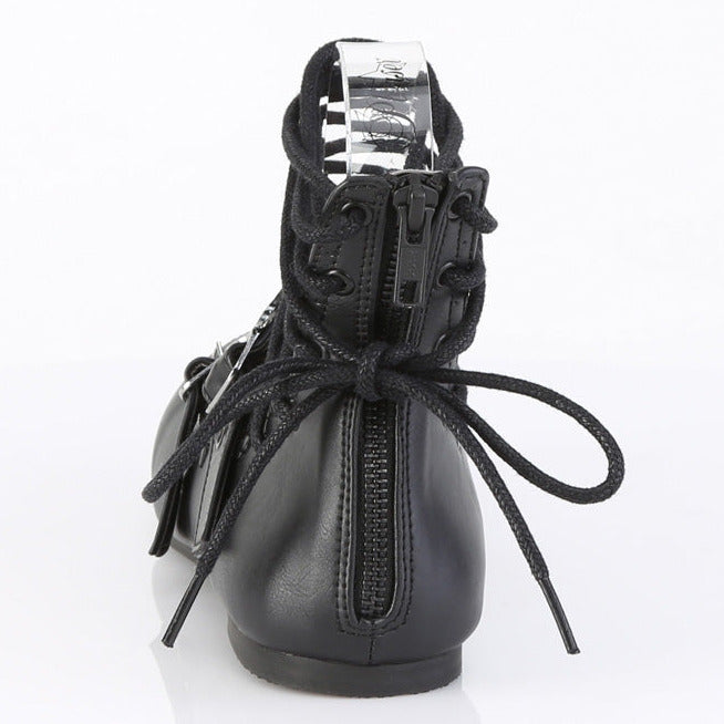 Goth Spiderweb Heart Lace-Up Mary Jane Ballet Flats on White Background