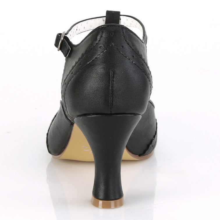 Black high-heeled shoe on a white background