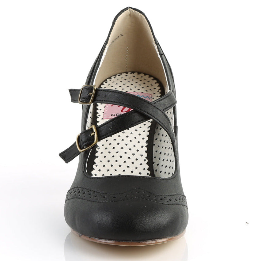 50s maryjane black shoes on white background