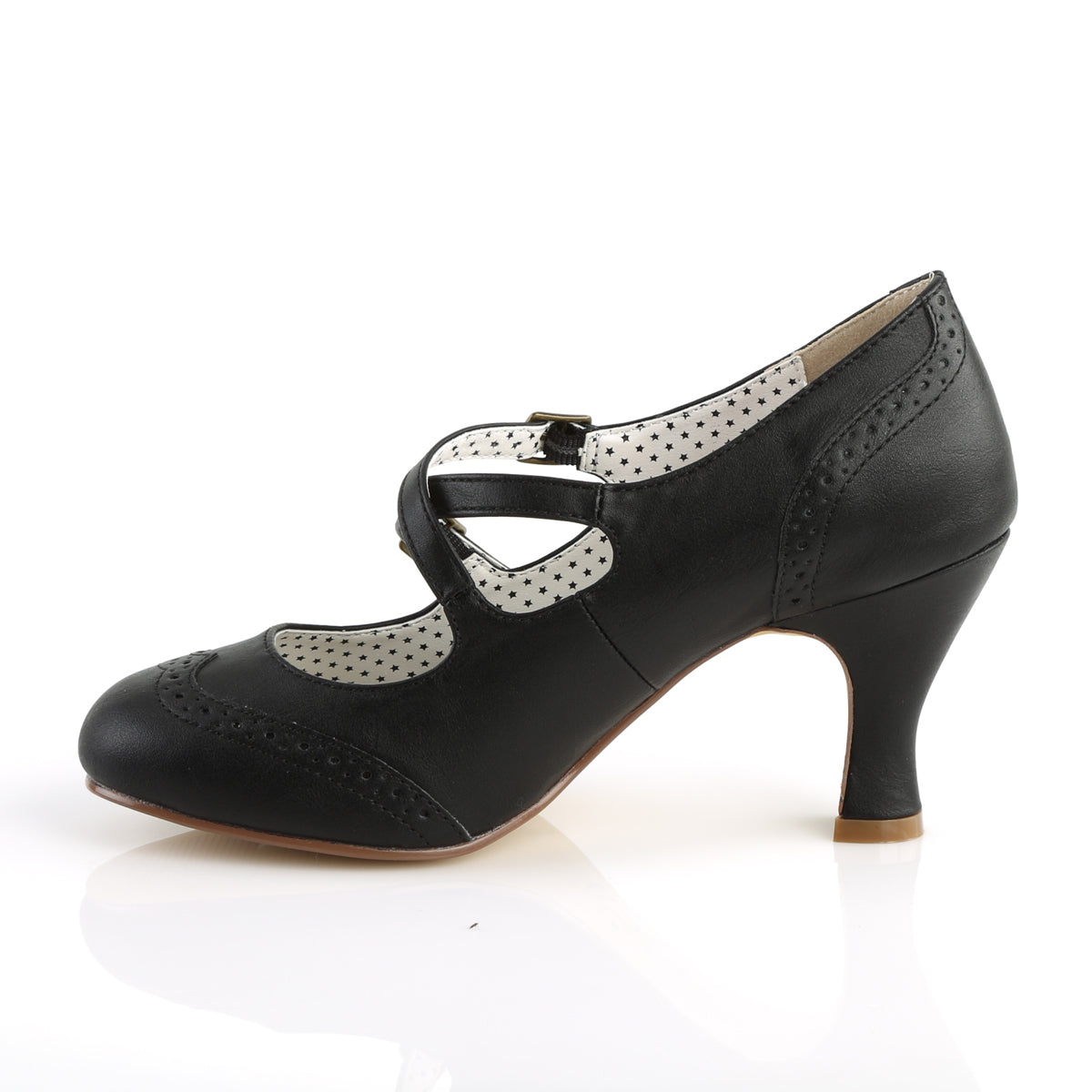 50s maryjane black shoes on white background