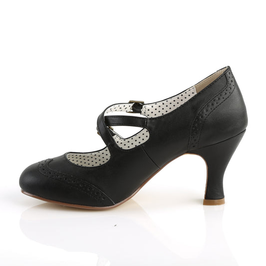 50s maryjane black shoes on white background