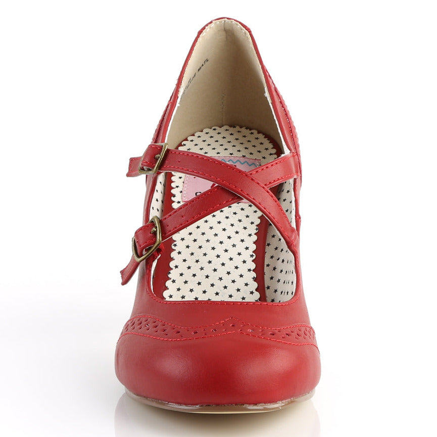 Red vintage-style shoe on a white background