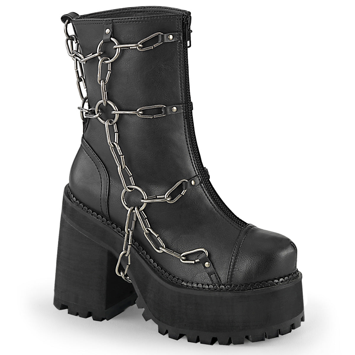 Goth Chain Block Heel Platform Boots