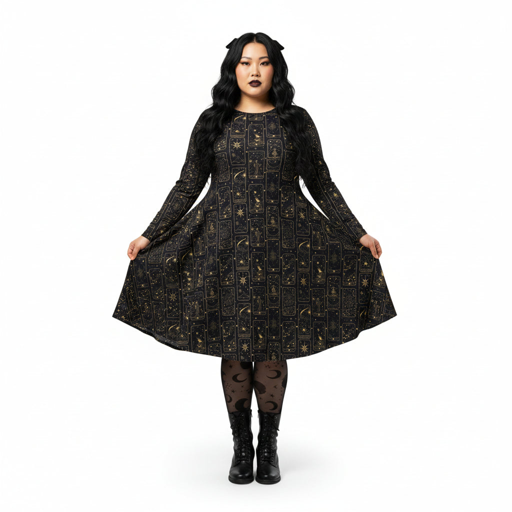 Celestial Tarot Card Print Midi Dress