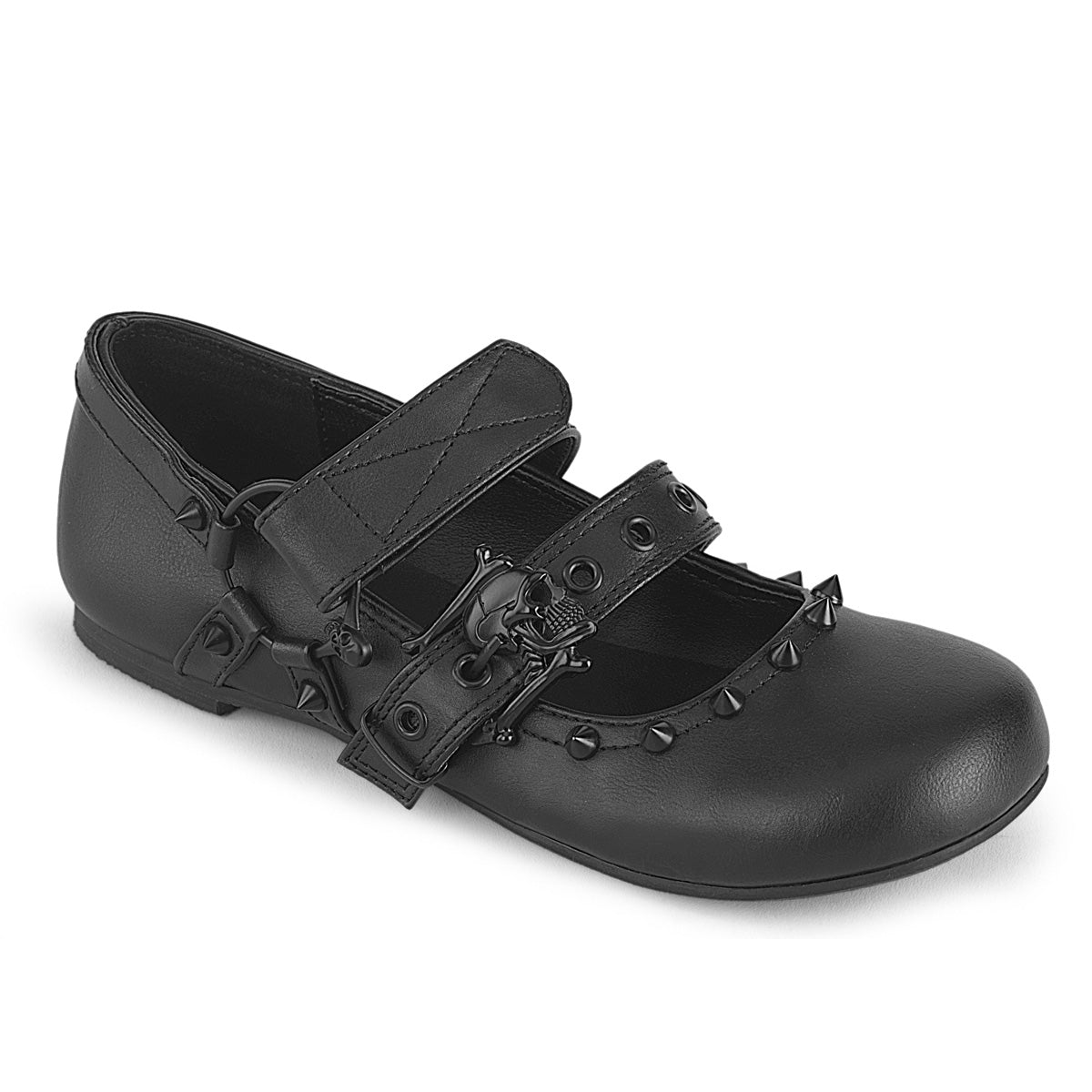 Goth Skull Mary Jane Flats on white background