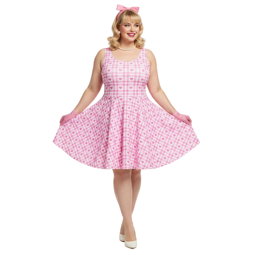 pink swing dress plus size Magnolia Place Plus Size Pink Stripe Barbara Swing Dress 1X/16W-18W