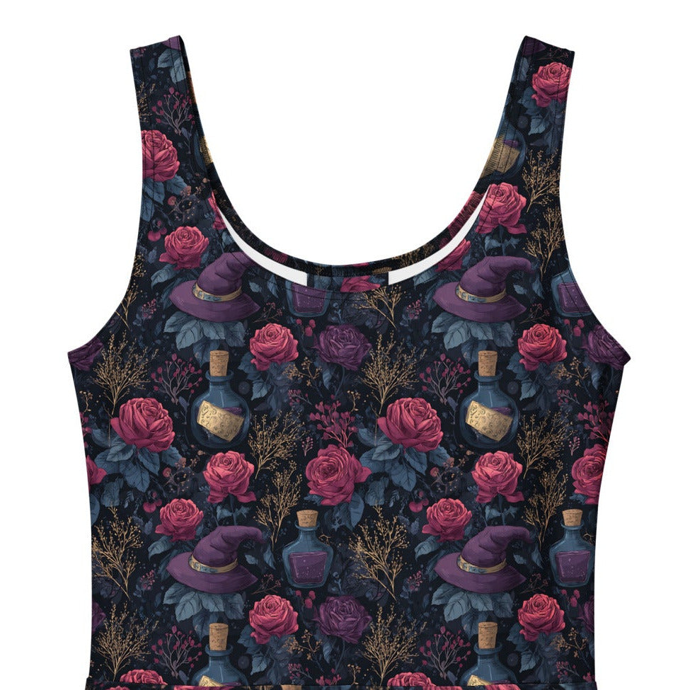 gothic Floral patterned dress on a white background