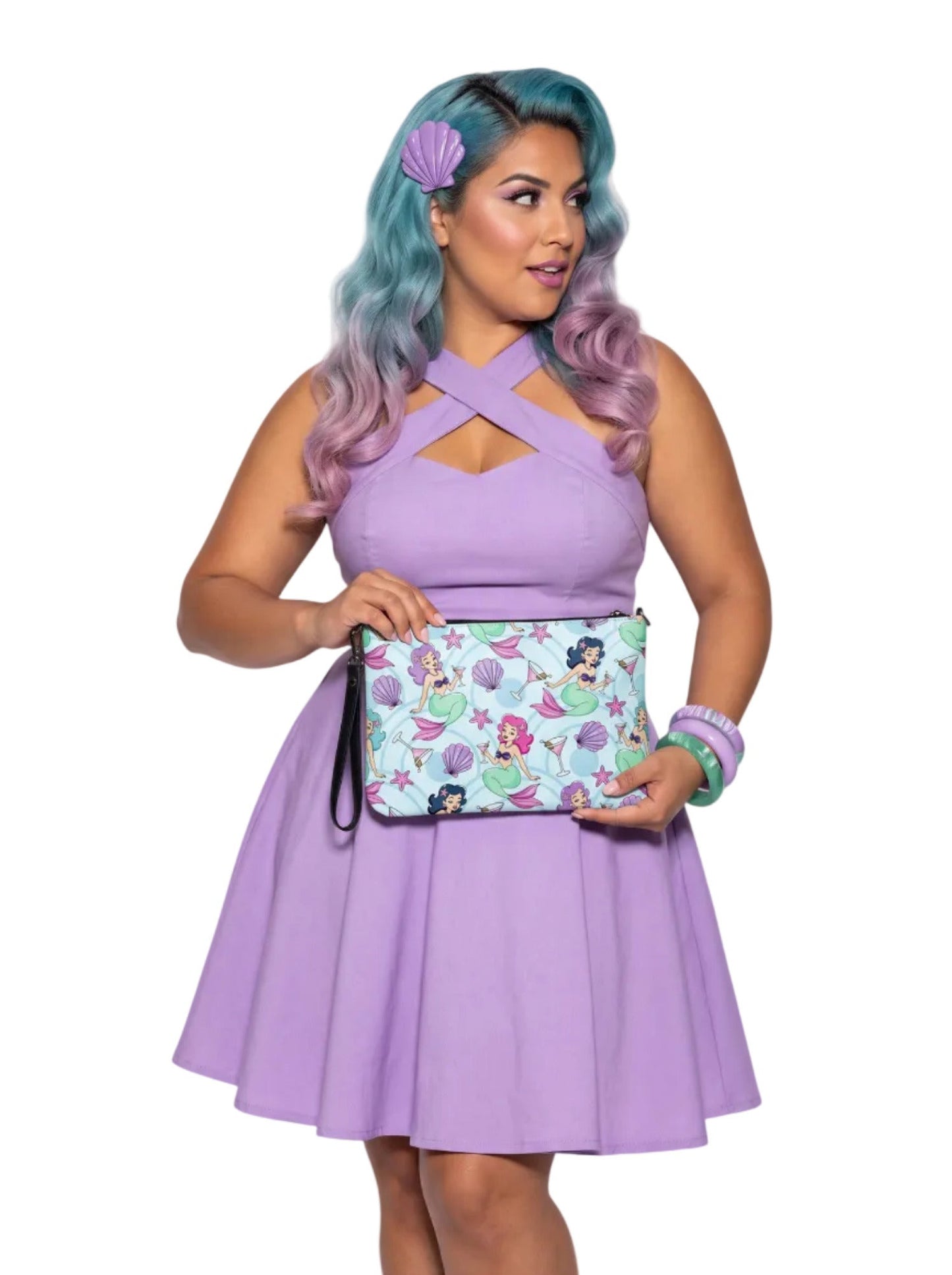 Mermaids & Martinis Convertible Clutch & Crossbody Bag - Vegan Leather