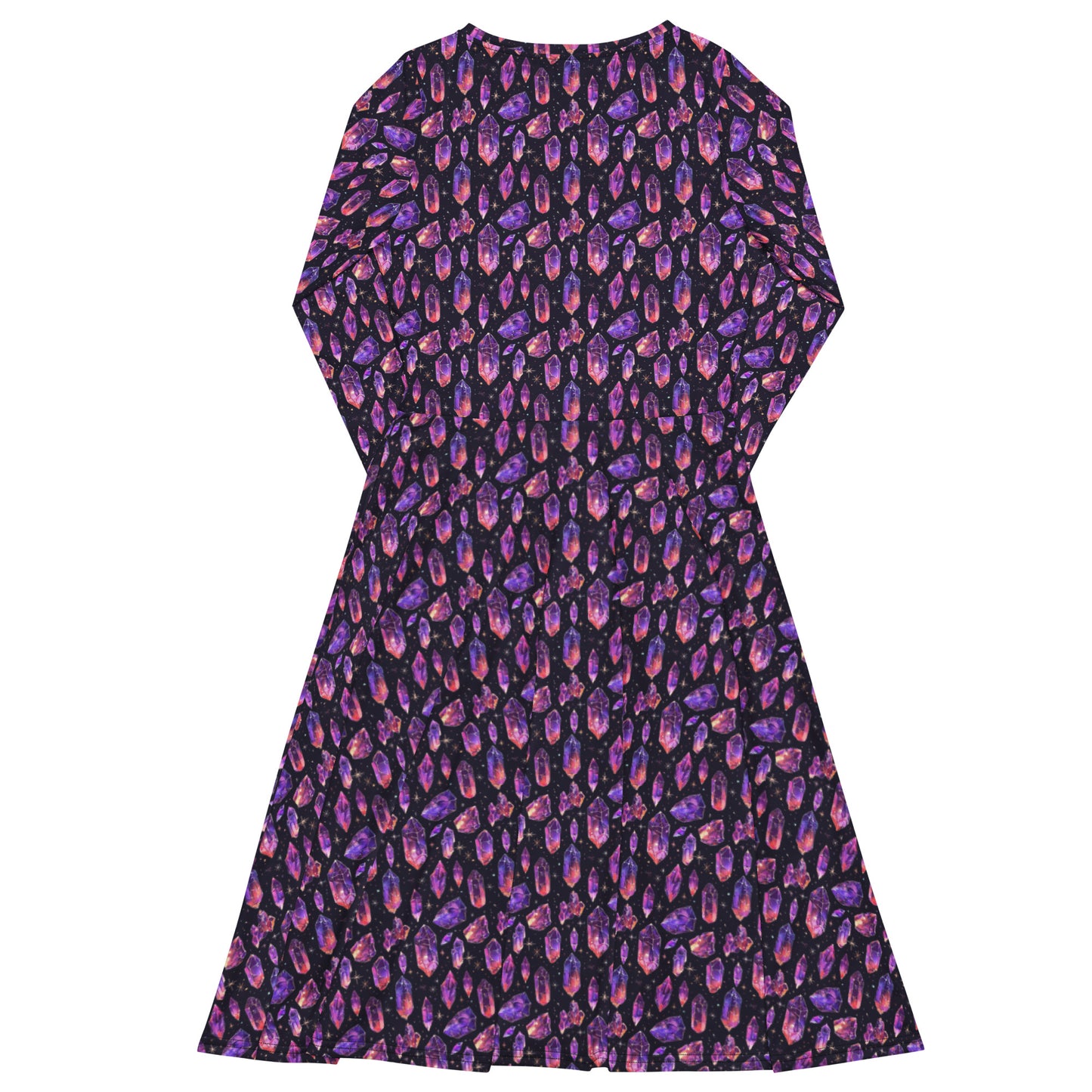 purple crystal print dress on white background