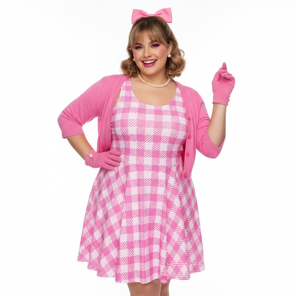 pink swing dress 1950s Xflwam Women 50s 60s Vintage Short Sleeve Polka Dot Cocktail Swing Dress 1950s Retro Rockabilly Audrey Hepburn Prom Party Dresses Pink XL