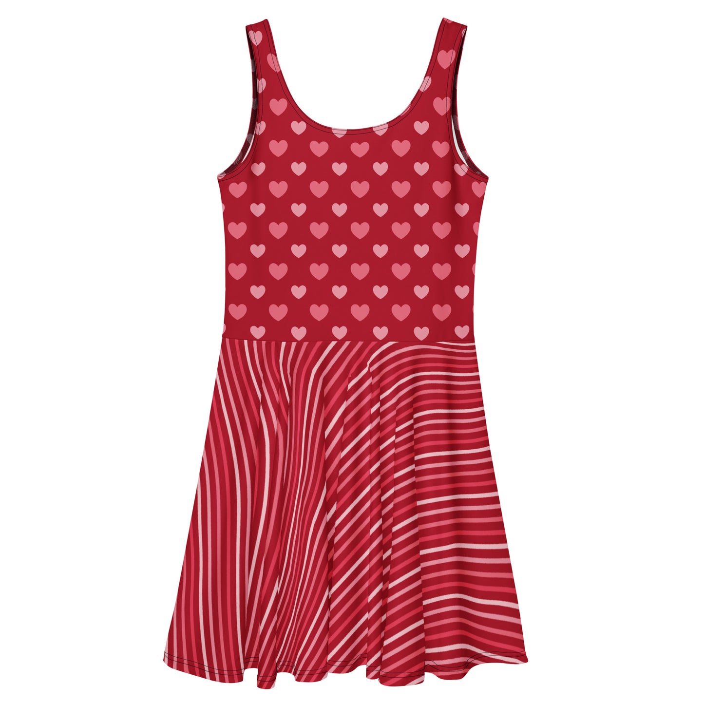 Red dress with heart pattern on a white background
