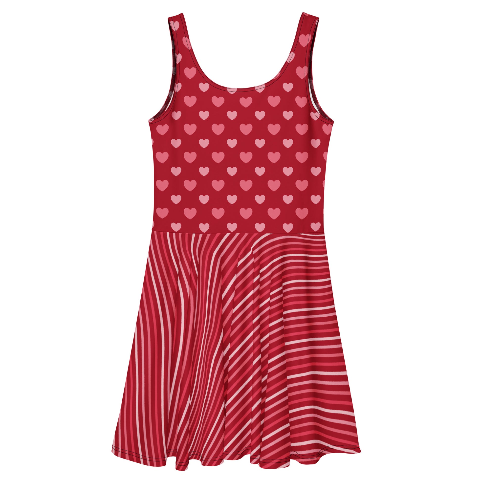 Red dress with heart pattern on a white background