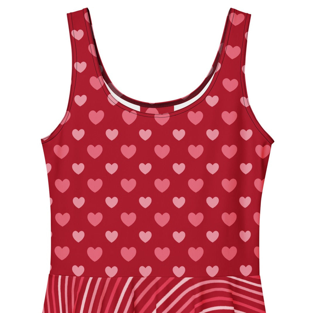 Red valentine's day outfit heart dress with white background