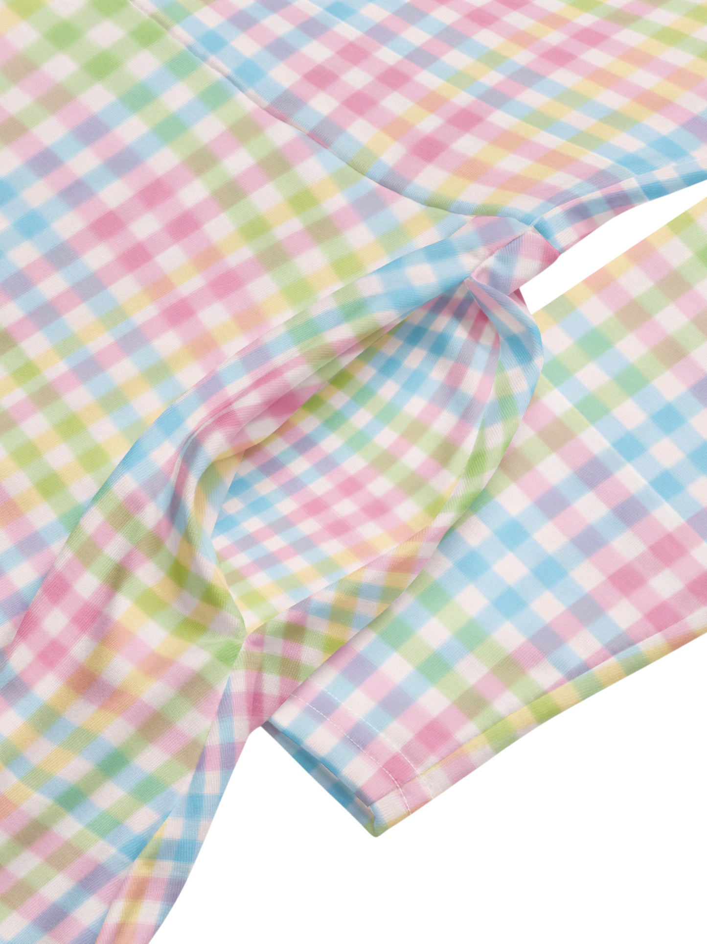 pastel rainbow gingham long sleeve vintage swing dress with pockets.
