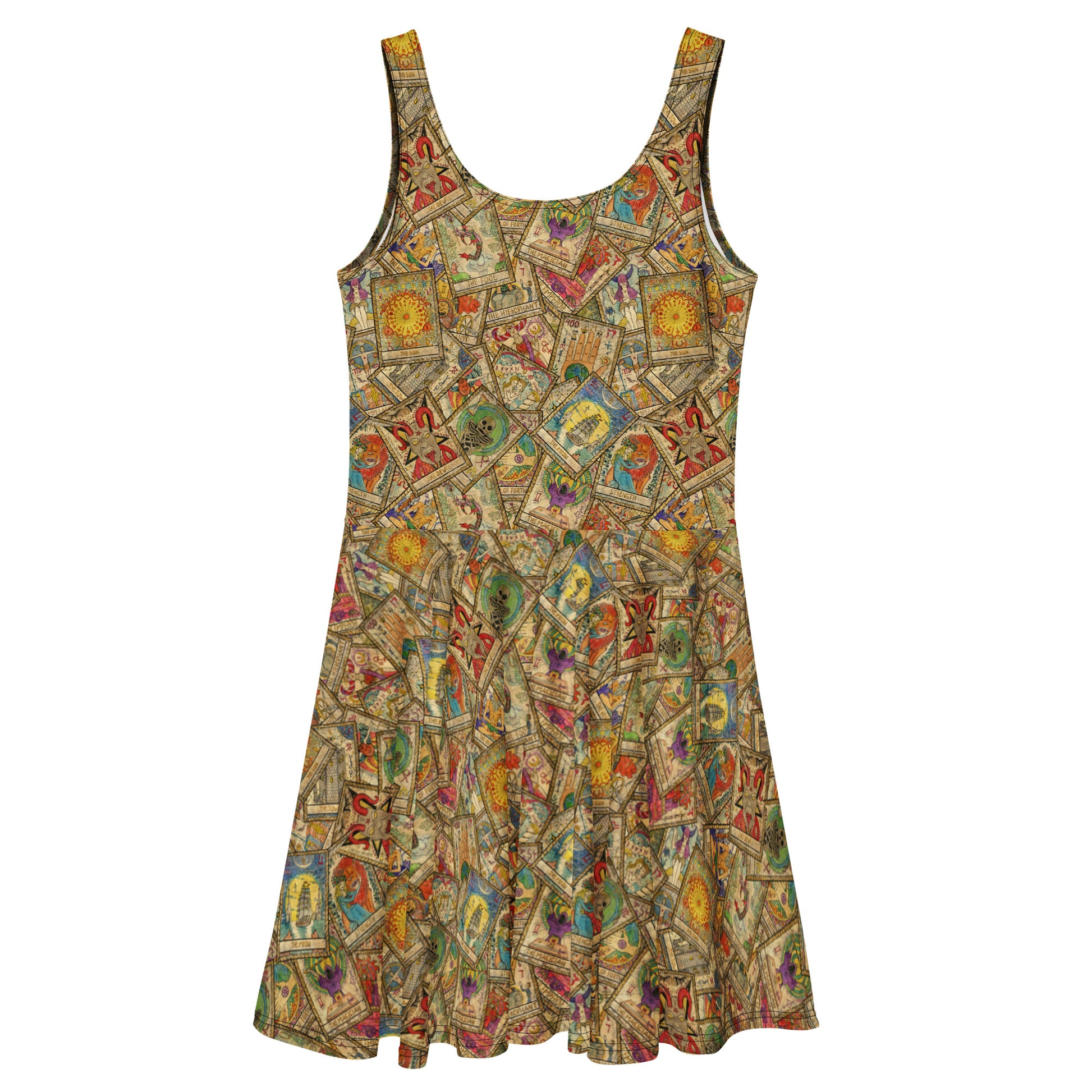 Whimsigoth tarot card print skater dress.