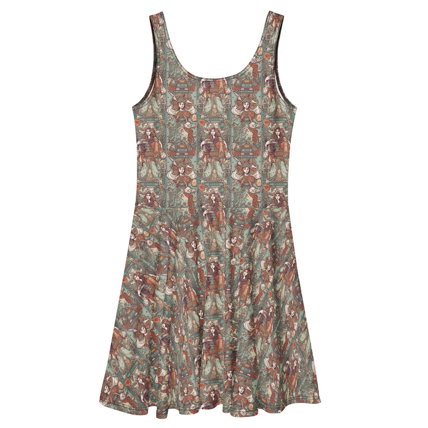 Whimsigoth tarot card print skater dress.