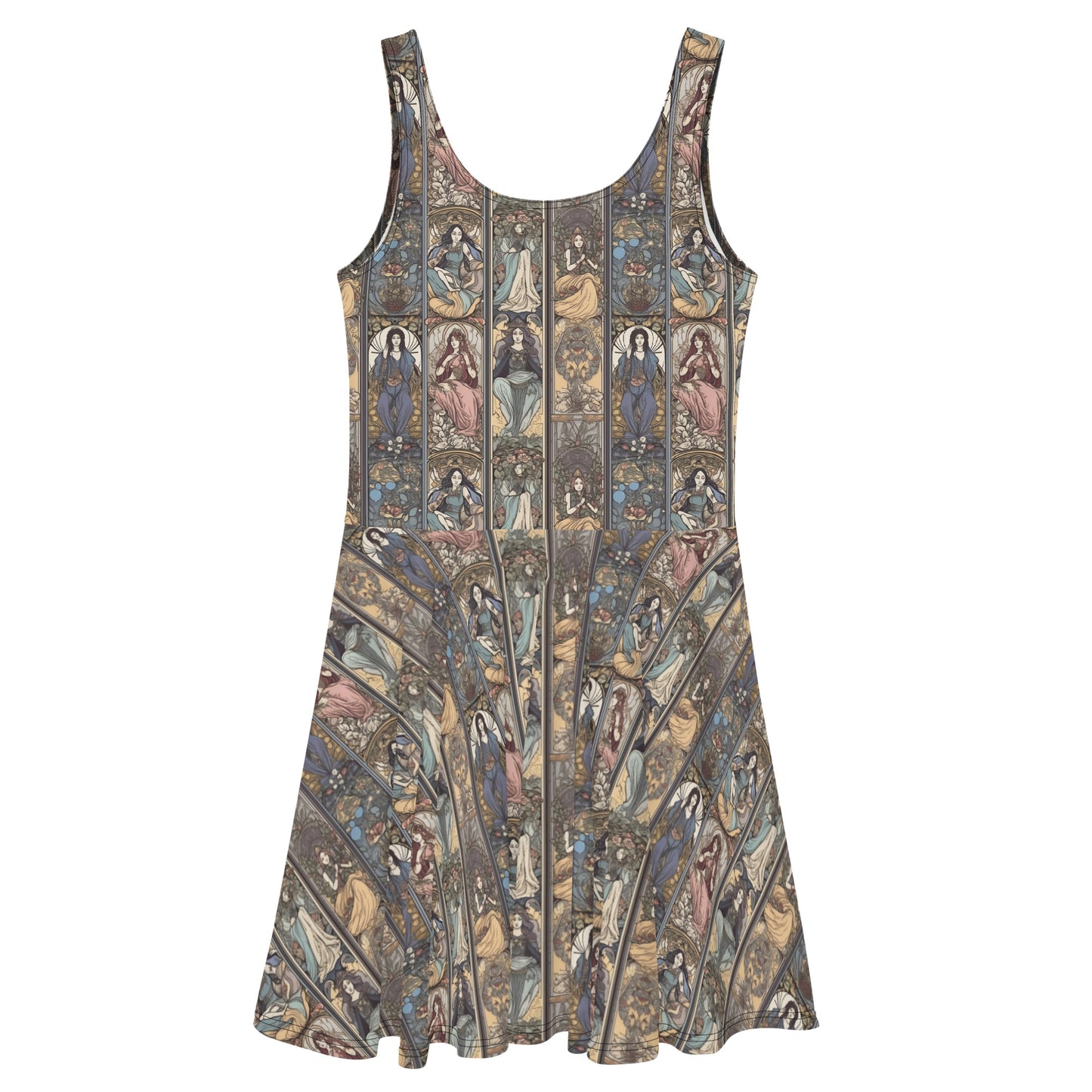 Dress with a detailed pattern on a white background