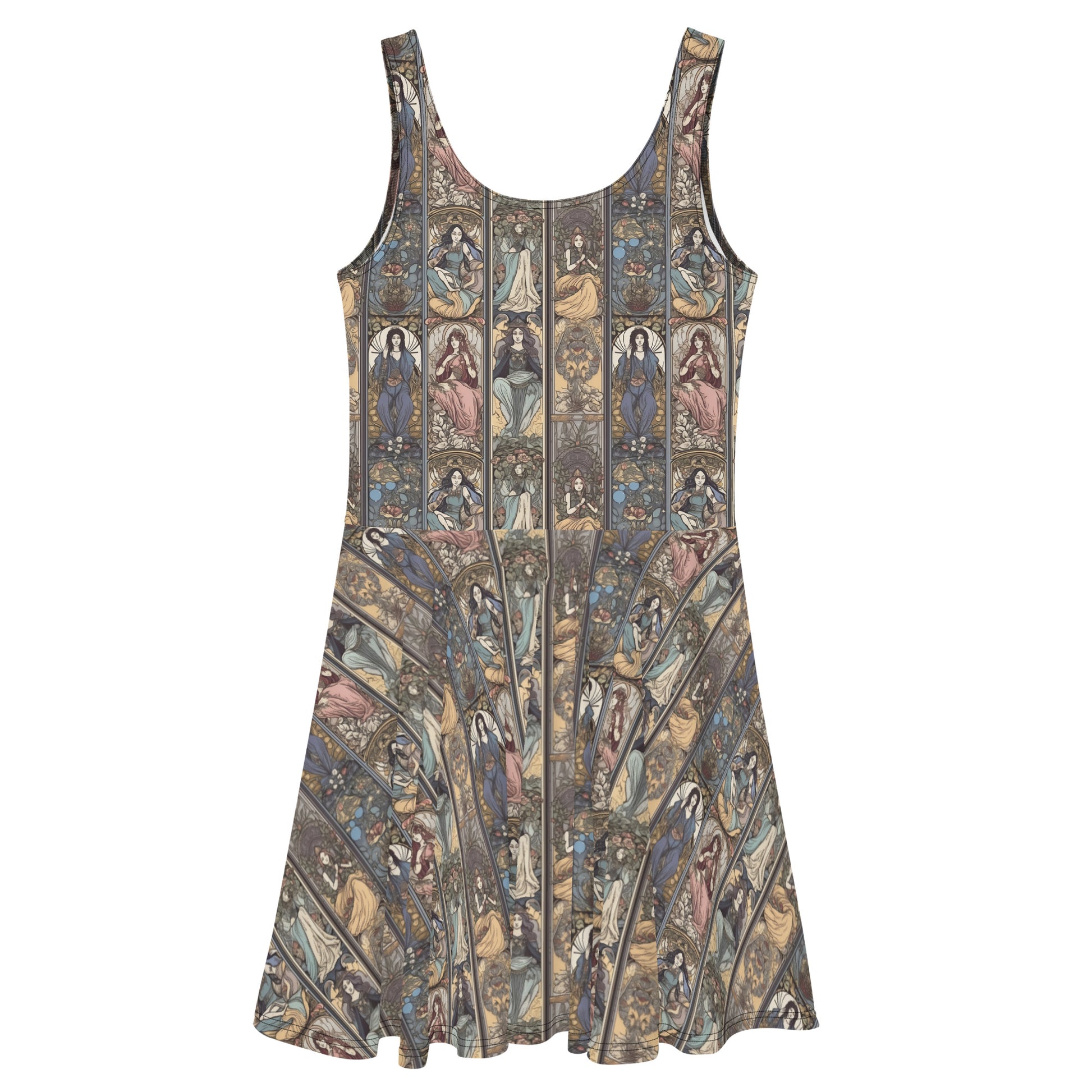 Dress with a detailed pattern on a white background