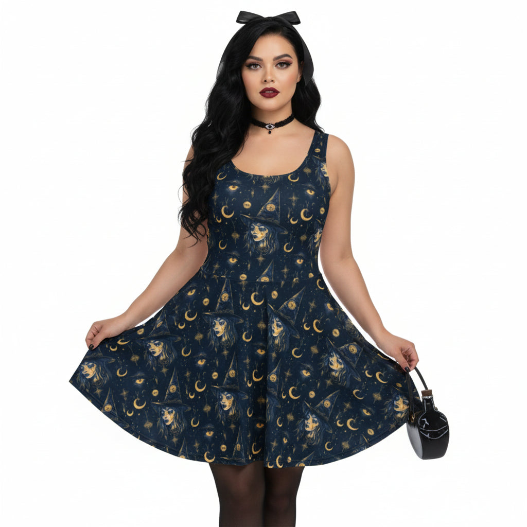 Celestial Witchy Fit & Flare Dress