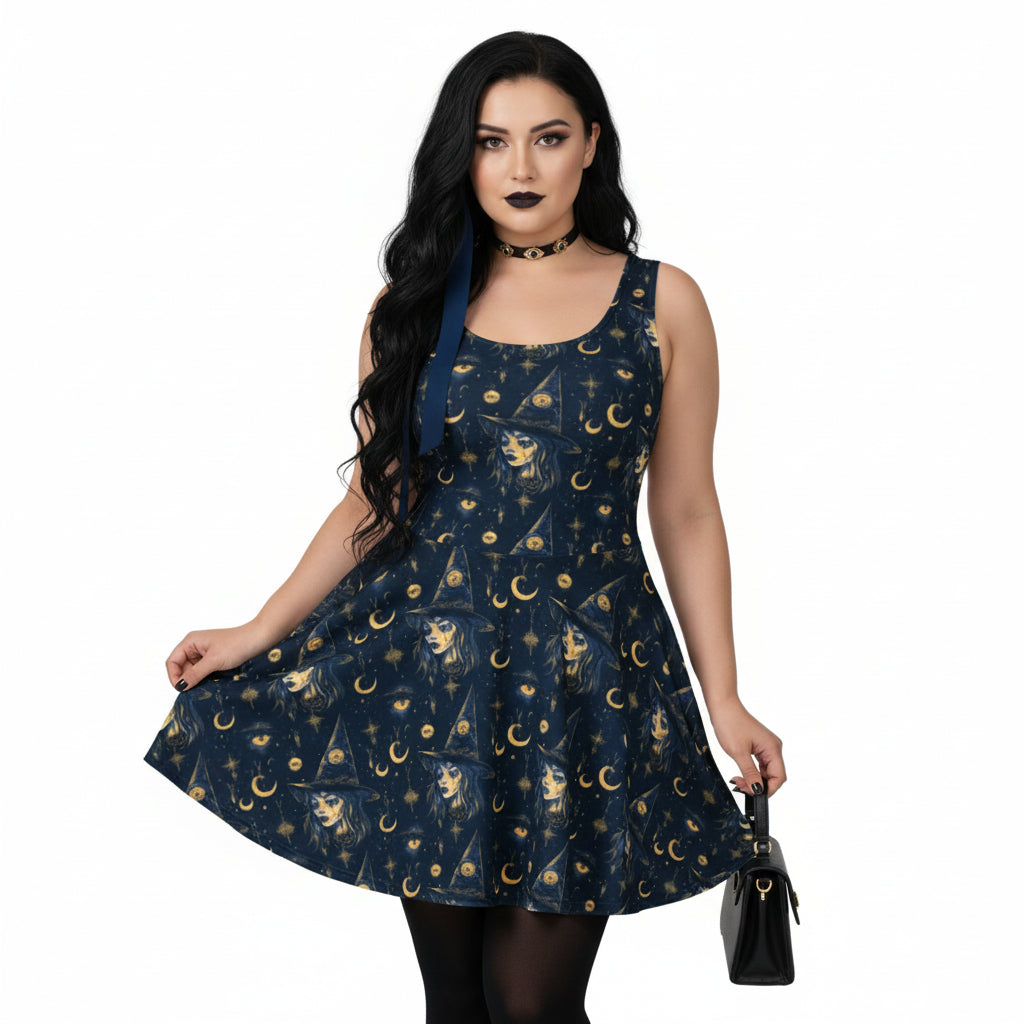 Celestial Witchy Fit & Flare Dress