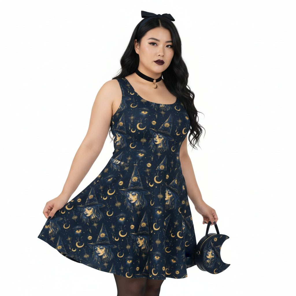 Celestial Witchy Fit & Flare Dress