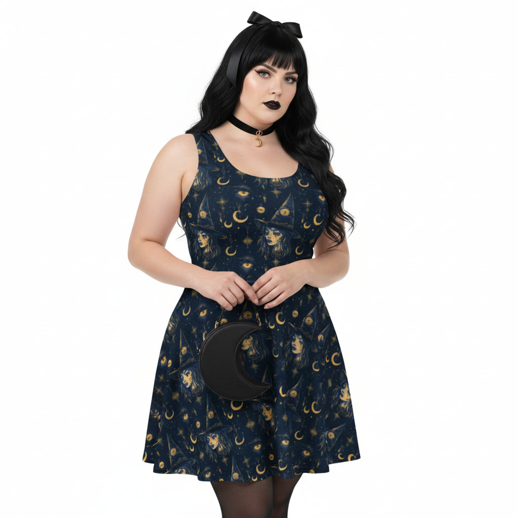 Celestial Witchy Fit & Flare Dress