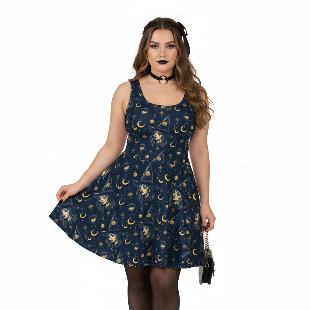 Celestial Witchy Fit & Flare Dress