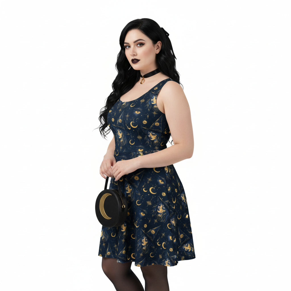 Celestial Witchy Fit & Flare Dress