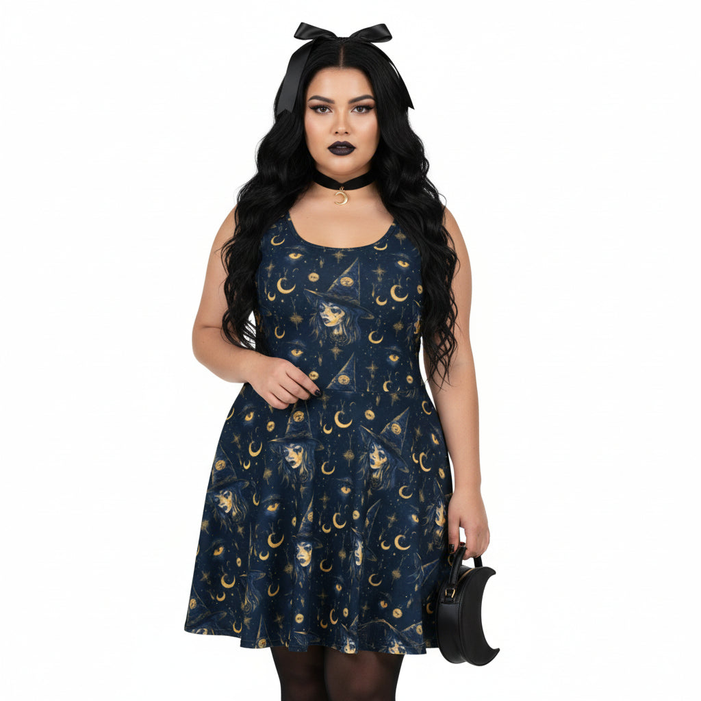 Celestial Witchy Fit & Flare Dress
