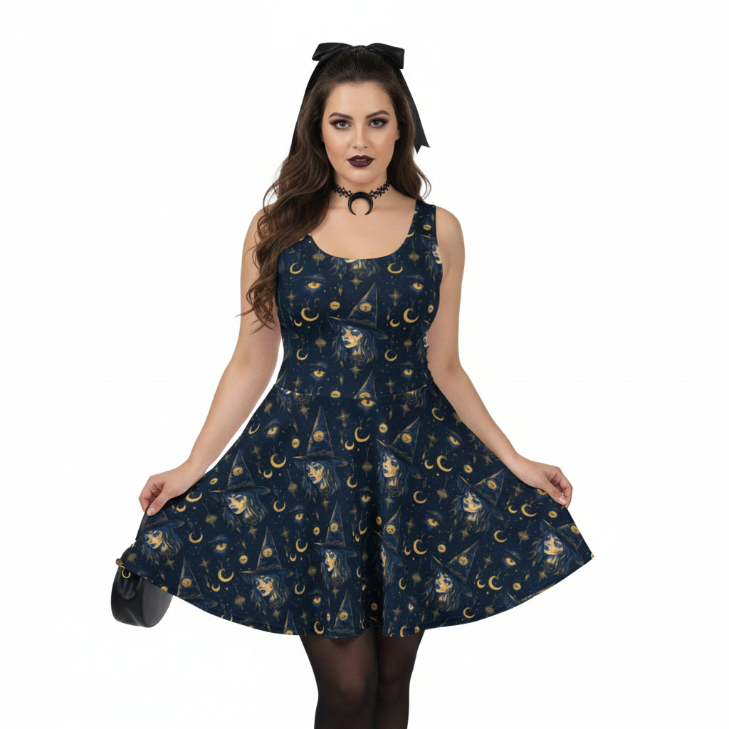 Celestial Witchy Fit & Flare Dress