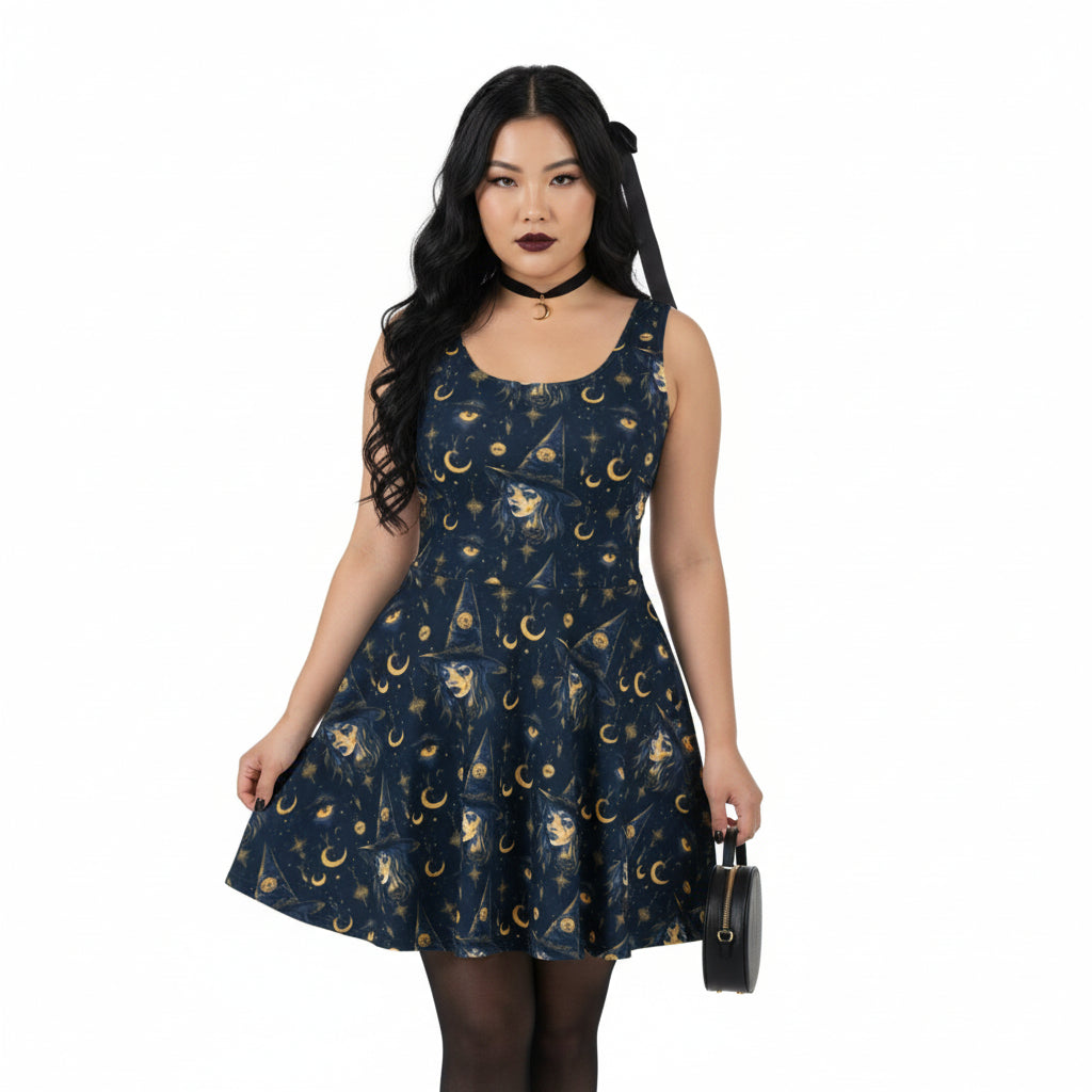 Celestial Witchy Fit & Flare Dress