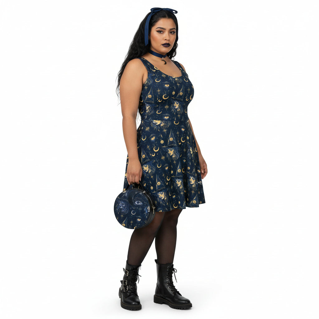 Celestial Witchy Fit & Flare Dress