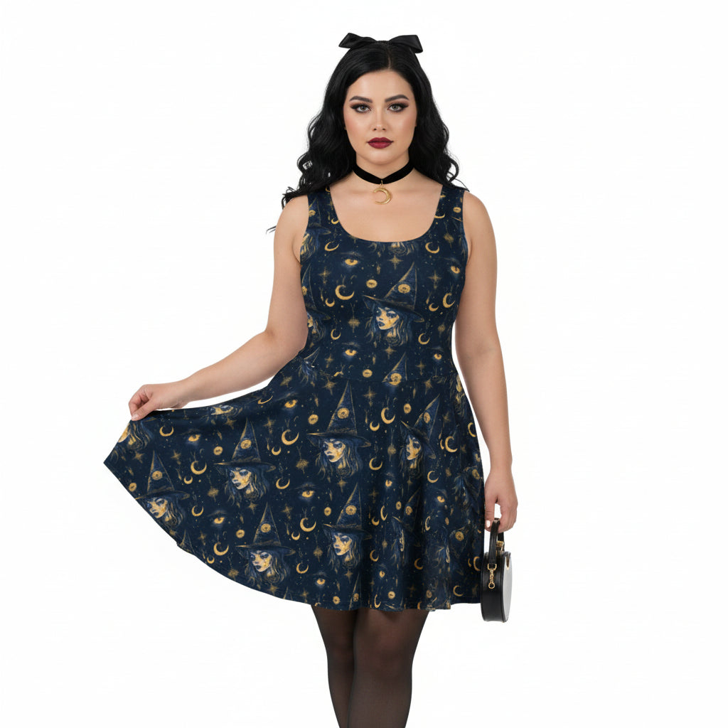 Celestial Witchy Fit & Flare Dress