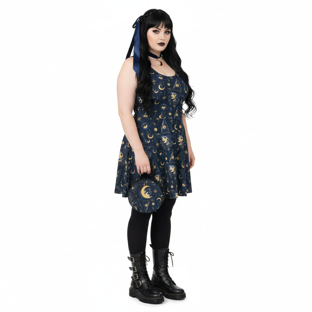 Celestial Witchy Fit & Flare Dress