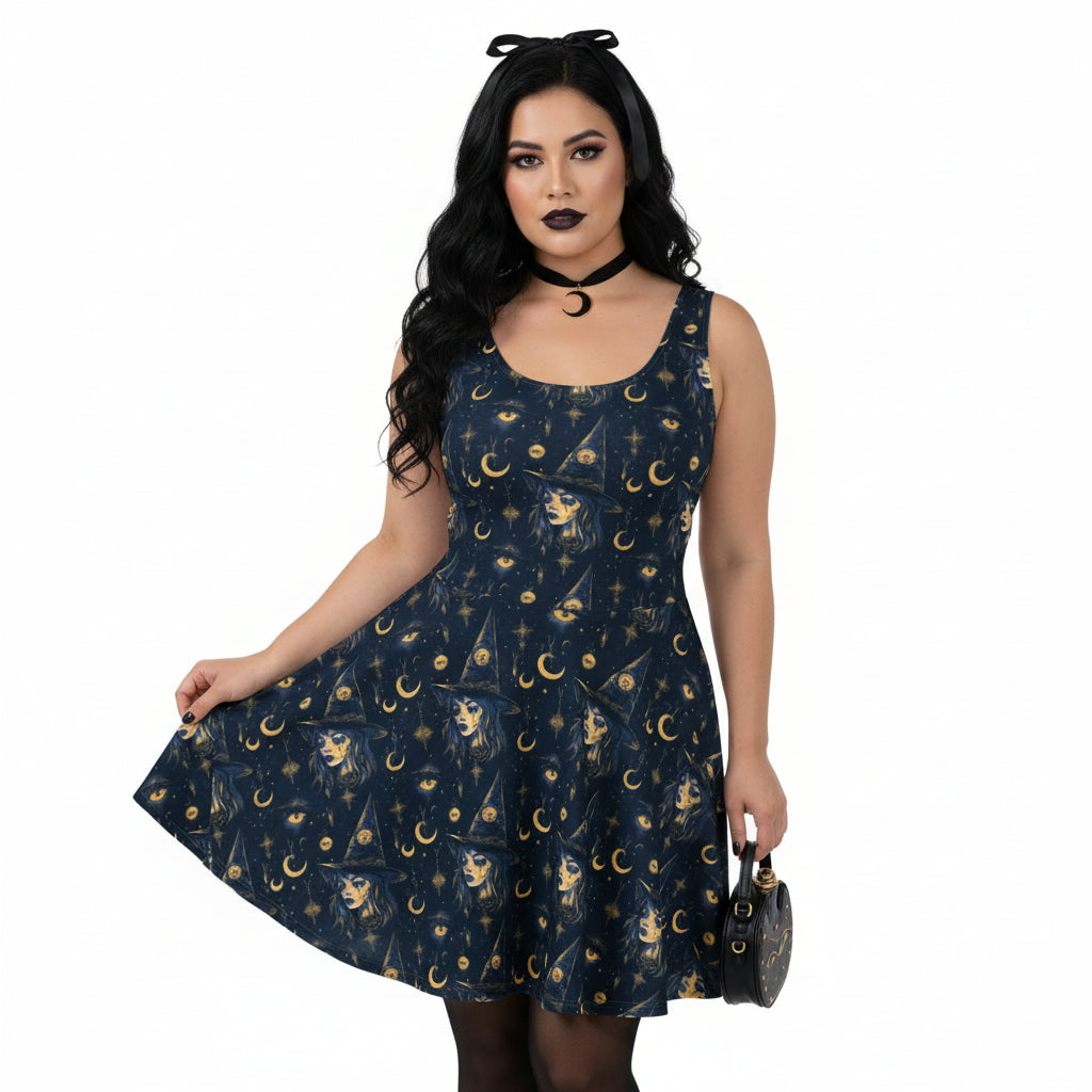 Celestial Witchy Fit & Flare Dress